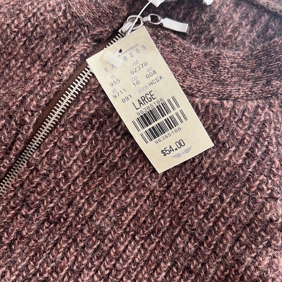 New with tags vintage sweater/cardigan with zipper, brown color, size Large - Picture 11 of 11